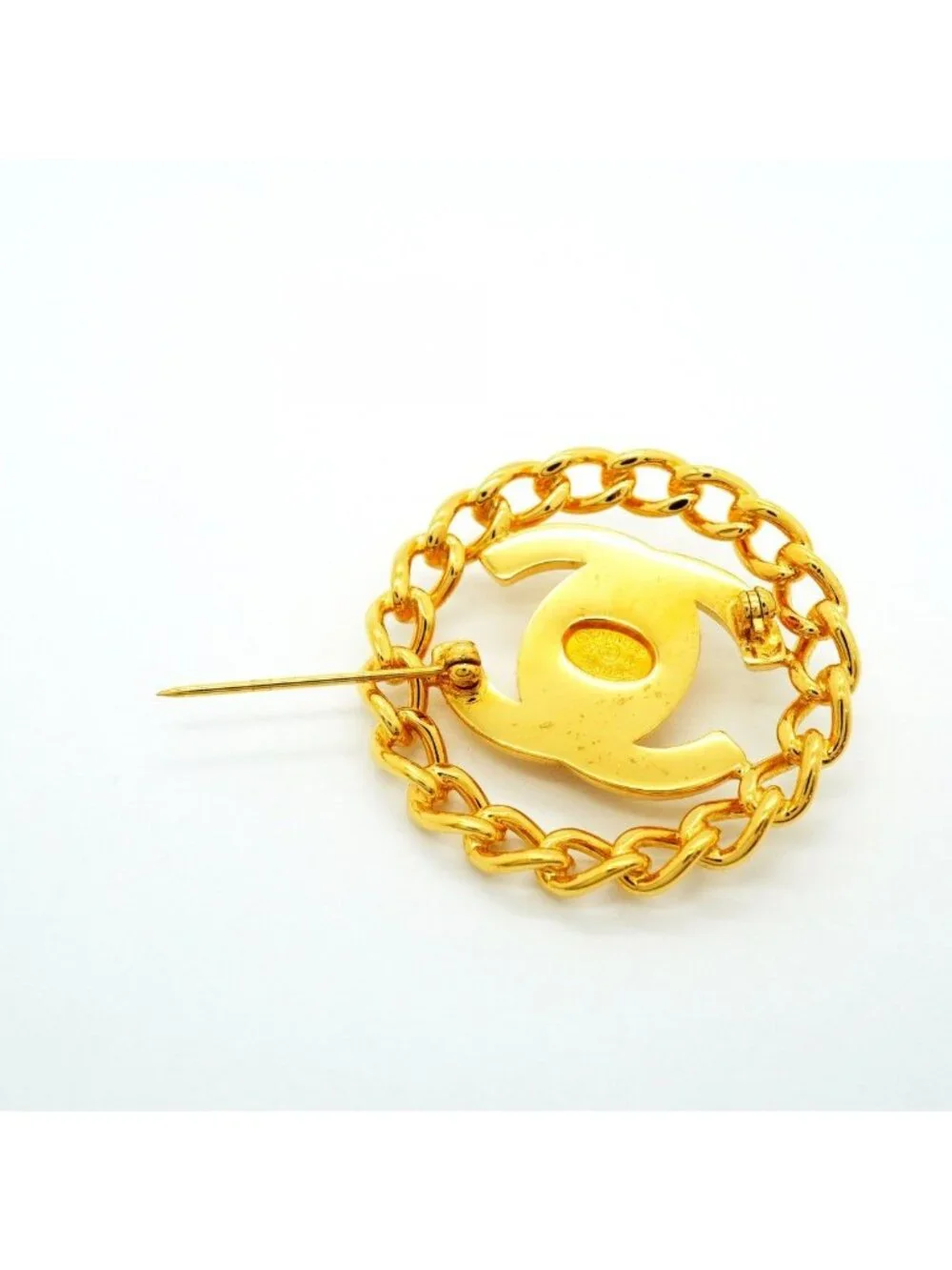 Chanel Brooch Vintage CC Logo Turnlock Gold Plated